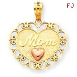 14k Two-Tone Gold Mom Heart Pendant