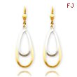 14K Two-Tone Gold Oval Leverback Drop Earrings