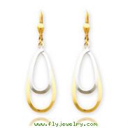 14K Two-Tone Gold Oval Leverback Drop Earrings