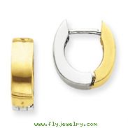 14K Two-Tone Gold Polished Hinged Hoop Earrings