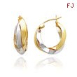 14K Two-Tone Gold Polished Knife-Edge Double Hoop Earrings