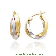 14K Two-Tone Gold Polished Knife-Edge Double Hoop Earrings