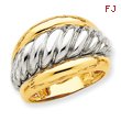 14K Two-Tone Gold Polished Twisted Dome Ring