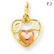 14K Two-Tone Gold Rose Mini I Love U Pendant