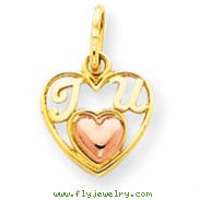 14K Two-Tone Gold Rose Mini I Love U Pendant