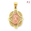 14K Two-Tone Gold Rose Virgin Mary Pendant