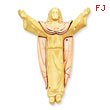 14K Two-Tone Gold Satin Risen Christ Slide