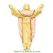 14K Two-Tone Gold Satin Risen Christ Slide