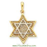 14K Two-Tone Gold Solid Open-Back Meshed Star of David Charm