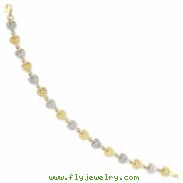 14K Two-tone Hammered Hearts Bracele bracelet