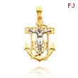 14K Two-Tone Heart-Adorned Mariner's Crucifix Pendant
