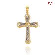 14K Two-Tone Heart Cross Pendant