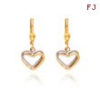 14K Two-Tone Heart Leverback Dangle Earrings