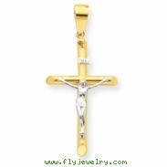 14k Two-tone Hollow Crucifix Pendant