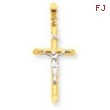 14k Two-tone Hollow Crucifix Pendant