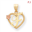 14k Two-Tone Initial F in Heart Charm