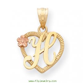 14k Two-Tone Initial H in Heart Charm