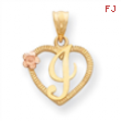 14k Two-Tone Initial I in Heart Charm