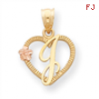 14k Two-Tone Initial J in Heart Charm