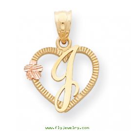 14k Two-Tone Initial J in Heart Charm