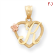 14k Two-Tone Initial K in Heart Charm