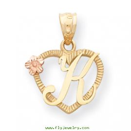 14k Two-Tone Initial K in Heart Charm