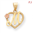 14k Two-Tone Initial M in Heart Charm