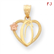 14k Two-Tone Initial O in Heart Charm