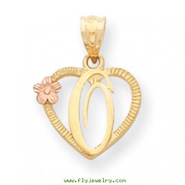 14k Two-Tone Initial O in Heart Charm