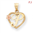 14k Two-Tone Initial P in Heart Charm