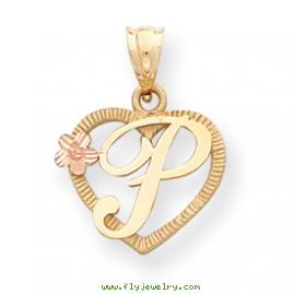 14k Two-Tone Initial P in Heart Charm