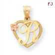 14k Two-Tone Initial R in Heart Charm