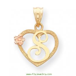 14k Two-Tone Initial S in Heart Charm