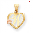 14k Two-Tone Initial W in Heart Charm