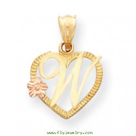 14k Two-Tone Initial W in Heart Charm