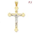 14K Two-Tone INRI Crucifix Pendant