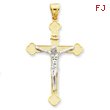 14K Two-Tone INRI Crucifix Pendant