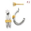 14k Two-tone J Hoop with CZ Stud Earring Jackets