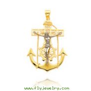 14K Two-Tone Large Mariner's Crucifix Pendant