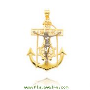 14K Two-Tone Large Mariner's Crucifix Pendant