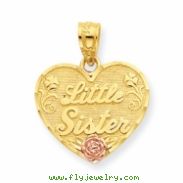 14k Two-tone Little Sister Heart Pendant