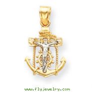 14K Two-Tone Mariners Cross Pendant