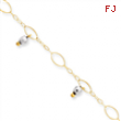 14K Two-Tone Mirror Beaded Anklet