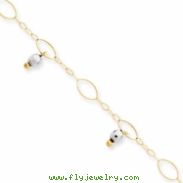 14K Two-Tone Mirror Beaded Anklet