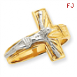 14k Two-tone Polished & Diamond-Cut Mens Crucifix Ring