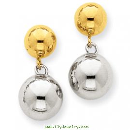 14k Two-tone Polished Ball Dangle Post Earrings