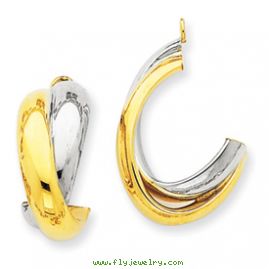 14k Two-tone Polished Double J-Hoop Earring Jackets