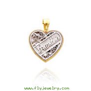 14K Two-Tone Reversible "Grandma" Heart Pendant