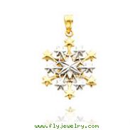 14K Two-Tone Starry Snowflake Pendant