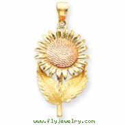 14k Two-tone Sunflower Pendant